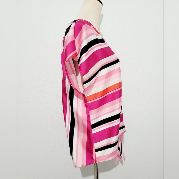 DKNY Women's Multi Colors Sleeveless Top Blouse Size Medium Tie Waist - Picture 4 of 11